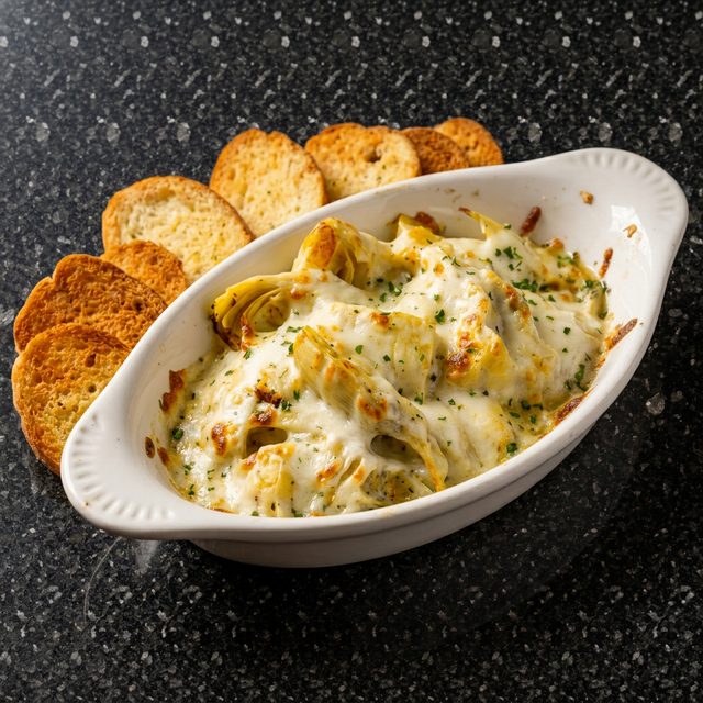 Cheesy Baked Artichoke Hearts.