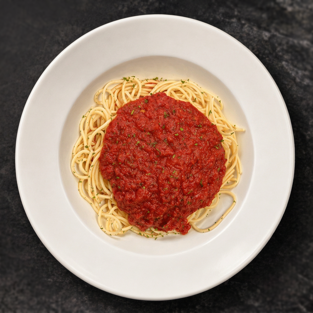 Side of Spaghetti with Thick Red Sauce.